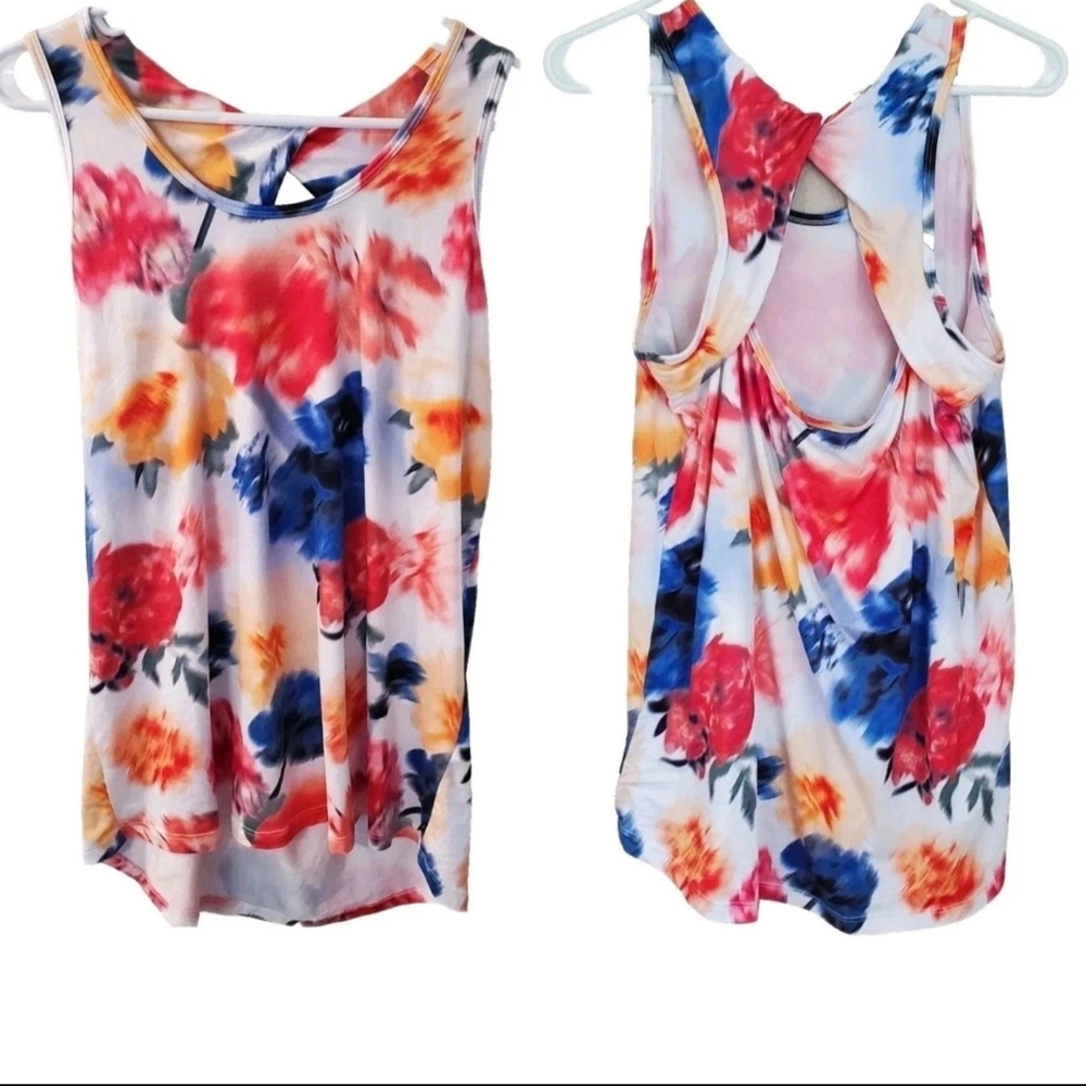 Marika Womens Activewear Twist Back Tank Top XL Athletic Yoga Running Gym Lounge